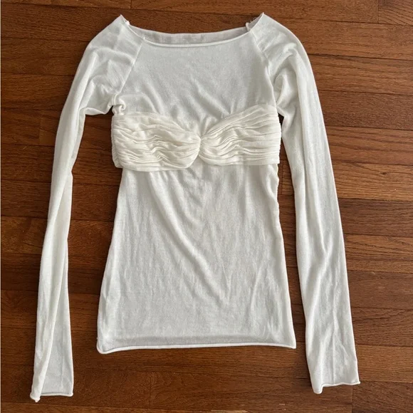 Orseund Iris White Ruched Bustier Blouse - Picture 2 of 4